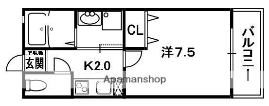 アネーロ(1K/2階)の間取り写真