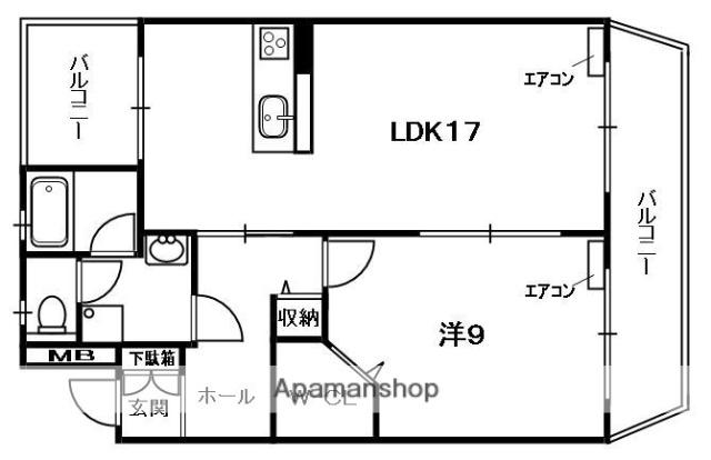 GRAND岡山手(1LDK/3階)の間取り写真