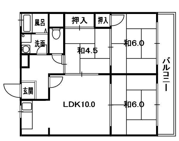 石垣ハイツ(2LDK/1階)の間取り写真