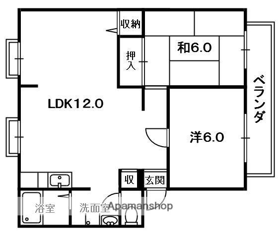 サンアレイ下野Ⅰ(2LDK/2階)の間取り写真