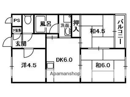 ハイクレスト宮之阪(3DK/4階)の間取り写真