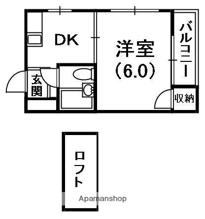 シャルマン田口(1K/2階)の間取り写真