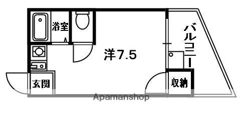 シャンテー甲斐田(ワンルーム/4階)の間取り写真