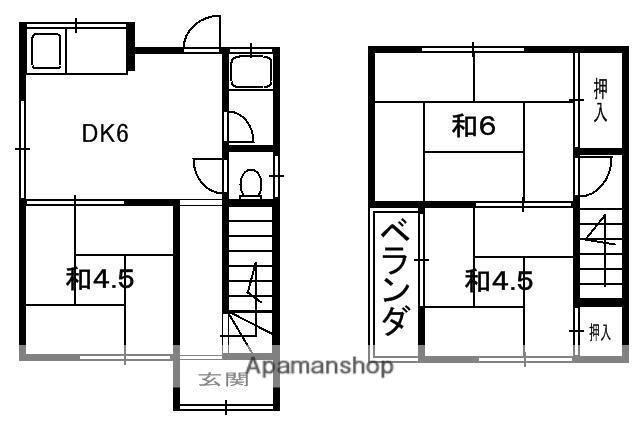 片町線 津田駅 徒歩13分 2階建 築45年(3DK)の間取り写真