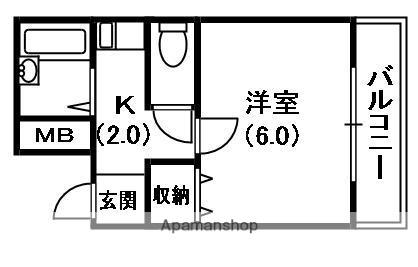 サンティール太子橋駅前(1K/2階)の間取り写真