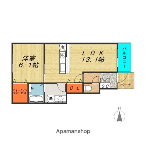 メゾンドソレイユ(1LDK/1階)の間取り写真