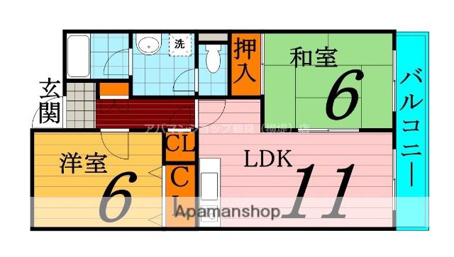 ハイツクレセント(2LDK/3階)の間取り写真