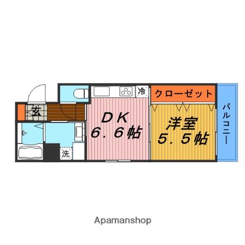 CITYSPIRE鶴見セントアミー鶴見(1DK/6階)の間取り写真