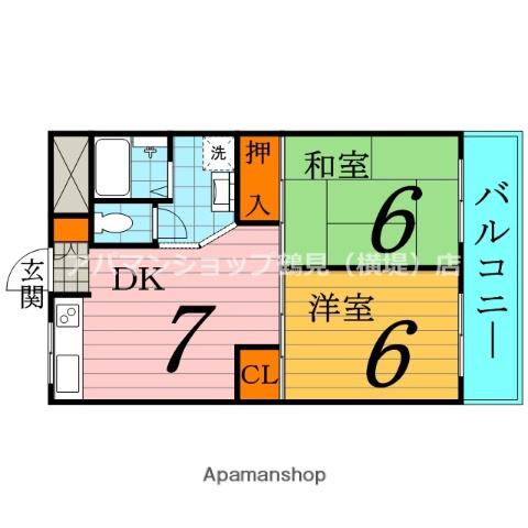 グリーンピアモリグチ(2DK/6階)の間取り写真