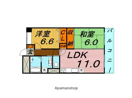 サンシャイン鶴見緑地(2LDK/12階)の間取り写真