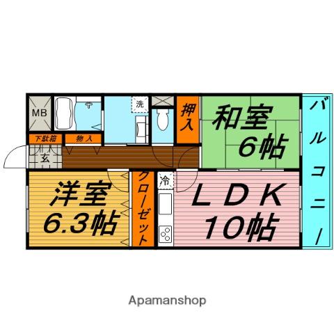 ウイング鶴見(2LDK/5階)の間取り写真