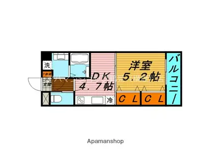 CITYSPIRE鶴見セントアミー鶴見(1DK/4階)の間取り写真