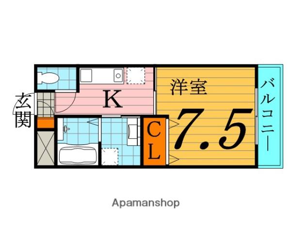 ラコスタ壱番館(1K/2階)の間取り写真