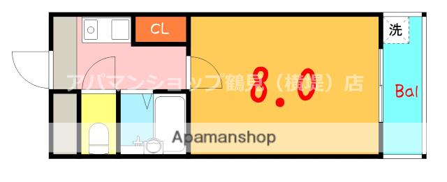 アベニューリップル長田2(1K/4階)の間取り写真
