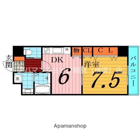 BELLフォレスト鶴見(1DK/2階)の間取り写真