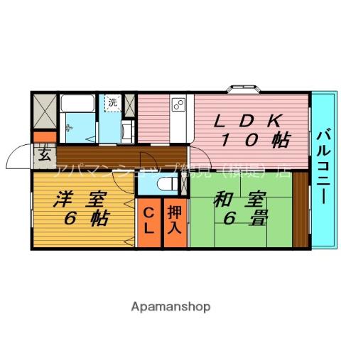 サンシャイン田中(2LDK/5階)の間取り写真