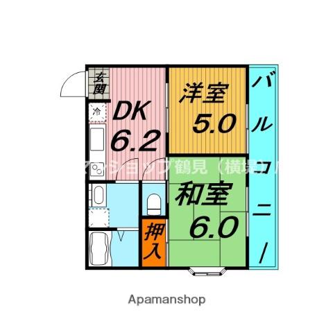 シティーコート今津(2DK/3階)の間取り写真