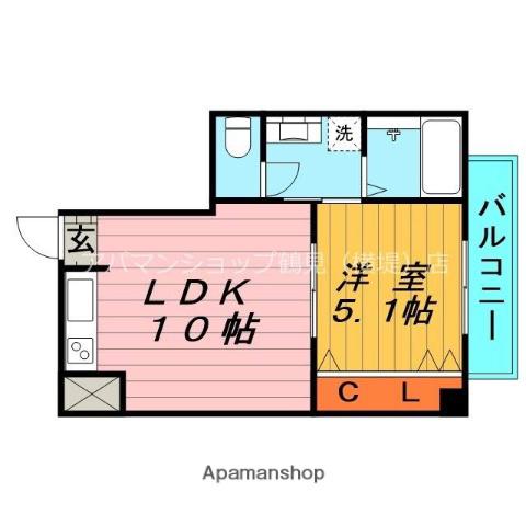 大橋マンション3(1LDK/3階)の間取り写真