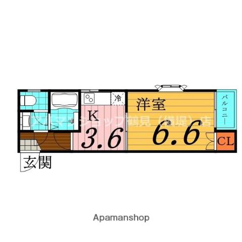 ヴェルドミール(1K/4階)の間取り写真