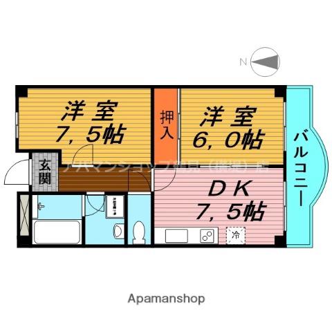 メゾン交楽園(2DK/4階)の間取り写真