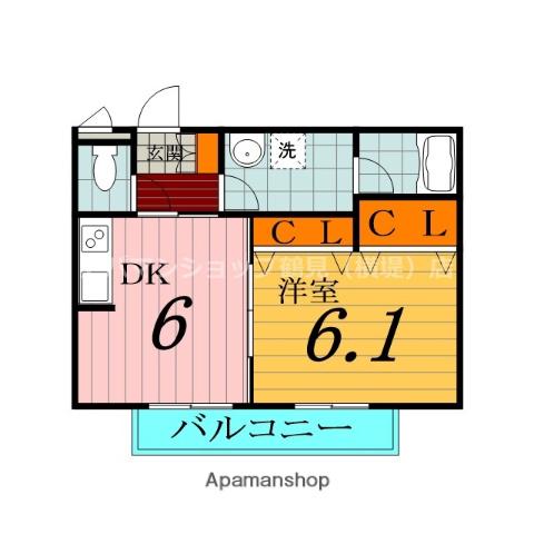 アンスプランドゥール(1DK/2階)の間取り写真