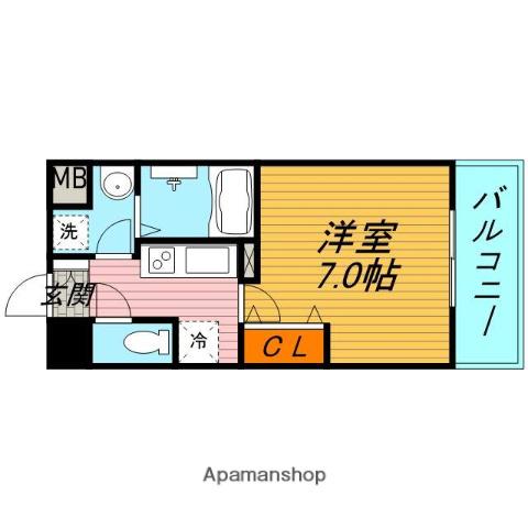 レークス大阪城イーストイースト(1K/3階)の間取り写真