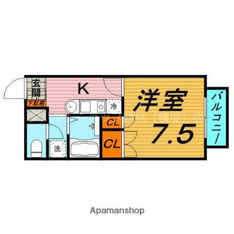 プレジール鶴見(1K/2階)の間取り写真