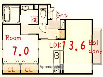 ボヌールK(1LDK/1階)の間取り写真
