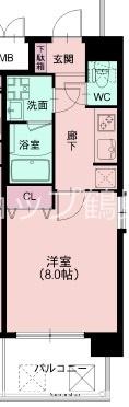 スプランディッド放出(1K/2階)の間取り写真