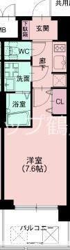 スプランディッド放出(1K/9階)の間取り写真