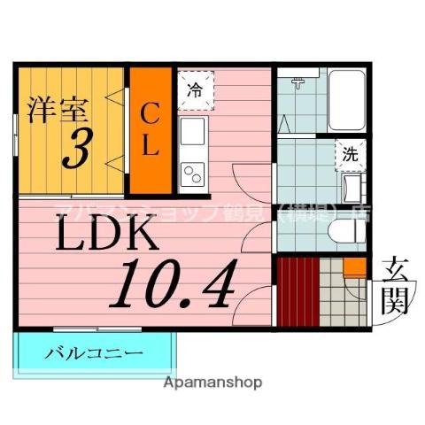 ネクストユーイナダシンマチ(1LDK/2階)の間取り写真
