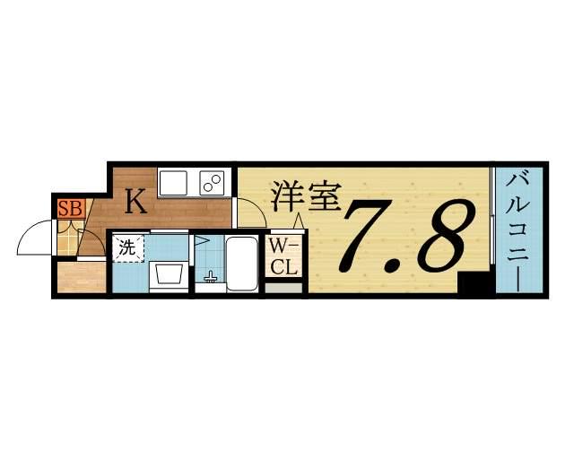 ブランシュ京橋(1K/3階)の間取り写真