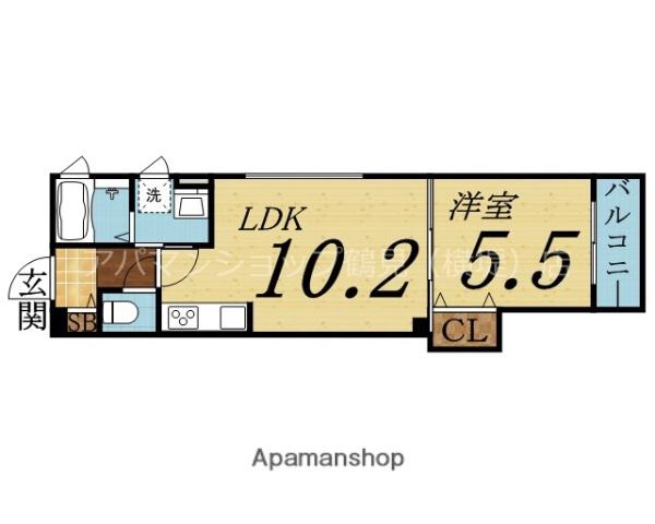ラモーナ諸口(1LDK/2階)の間取り写真