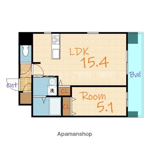 LA DOUCEUR門真(1LDK/9階)の間取り写真
