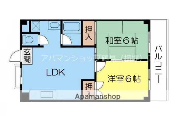 TSUJIHANAビルディングH(2DK/4階)の間取り写真