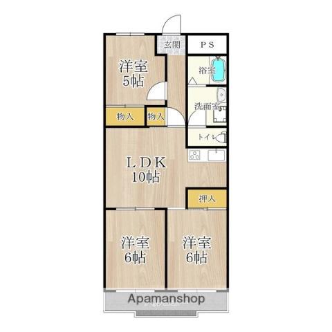 シロハイヌ今米(3LDK/2階)の間取り写真