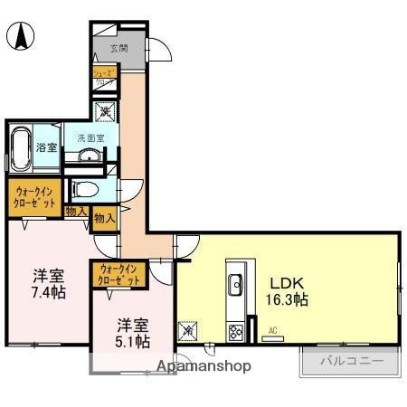 グランドール清水(2LDK/2階)の間取り写真