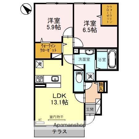 MASION CALME(2LDK/1階)の間取り写真