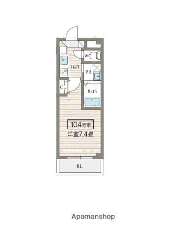 ジェンシア放出(1K/1階)の間取り写真