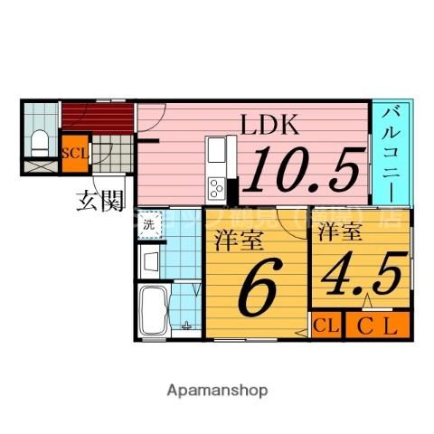 ルピナス(2LDK/2階)の間取り写真