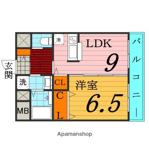 リヴェール楠根(1LDK/2階)の間取り写真