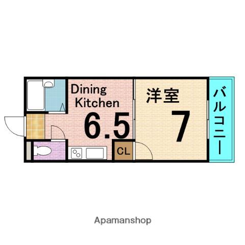 エクセレントシンモリ(1DK/6階)の間取り写真