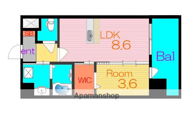 エストワン東大阪(1LDK/8階)の間取り写真