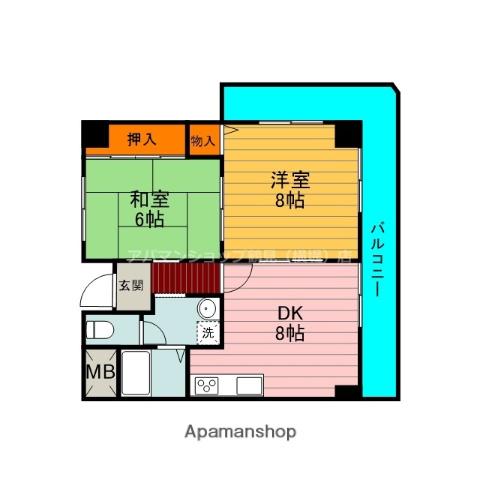 カスカード新田1(2DK/4階)の間取り写真