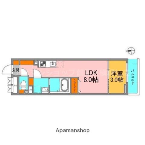 東中浜9丁目(1LDK/4階)の間取り写真
