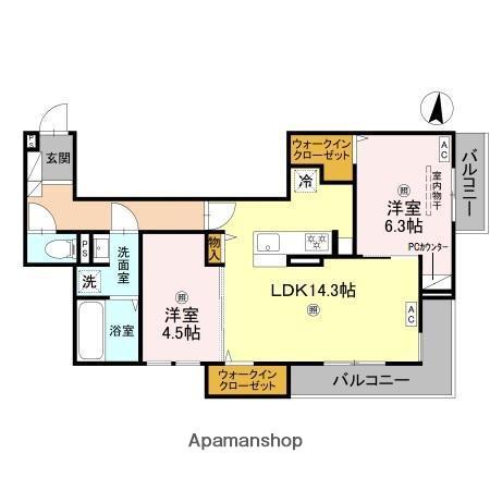 横堤2丁目アパート(2LDK/2階)の間取り写真