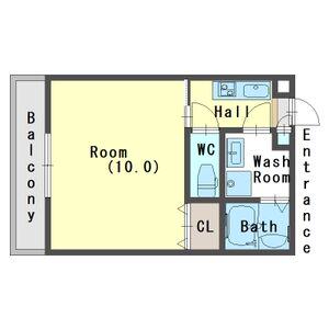 ヴィラス三島 犬猫2匹可 (1K/3階)の間取り写真