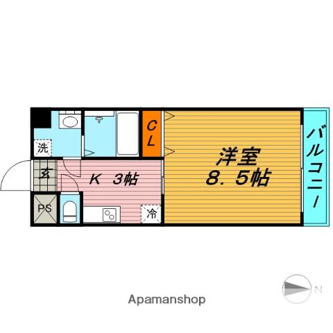 アリエス(1K/1階)の間取り写真
