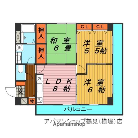 パークヒル鶴美(3LDK/3階)の間取り写真
