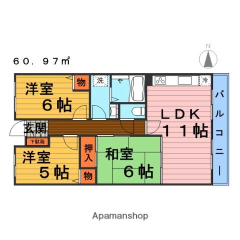 今福グリーンマンション(3LDK/14階)の間取り写真